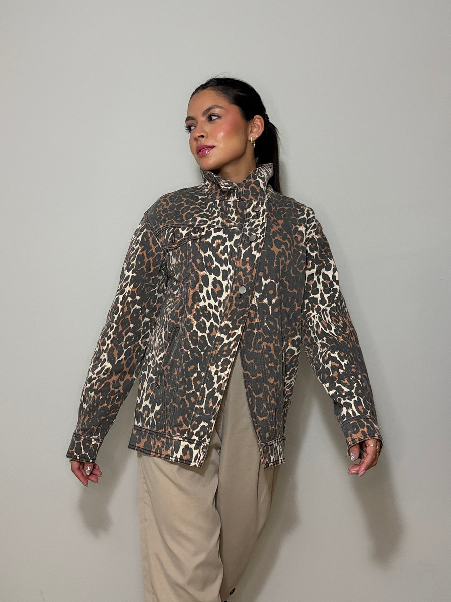 DENIM ANIMAL PRINT JACKET