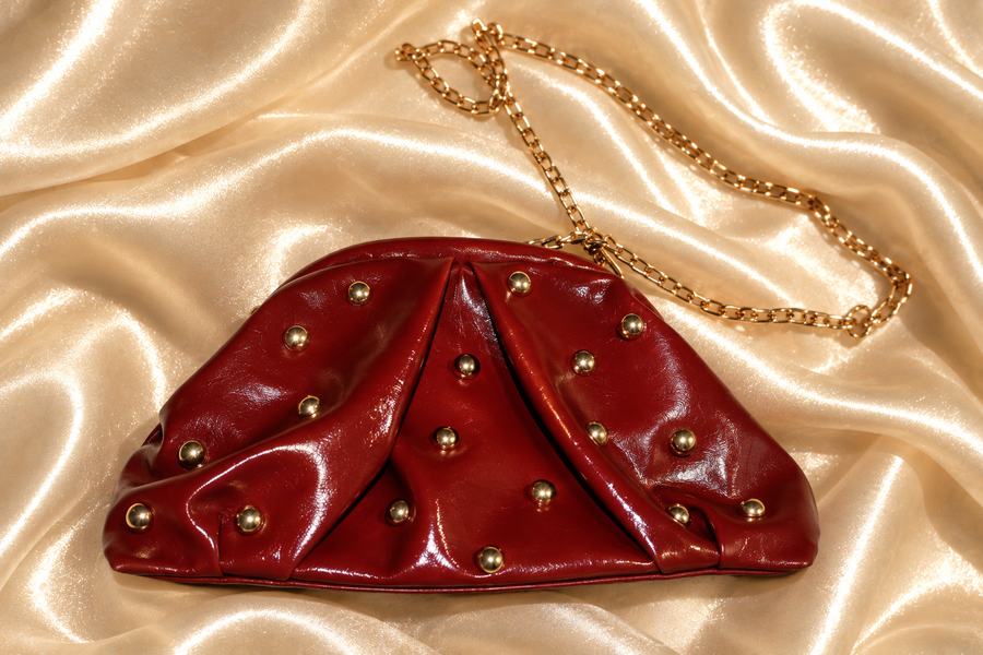 BURGUNDY BEADED BAG
