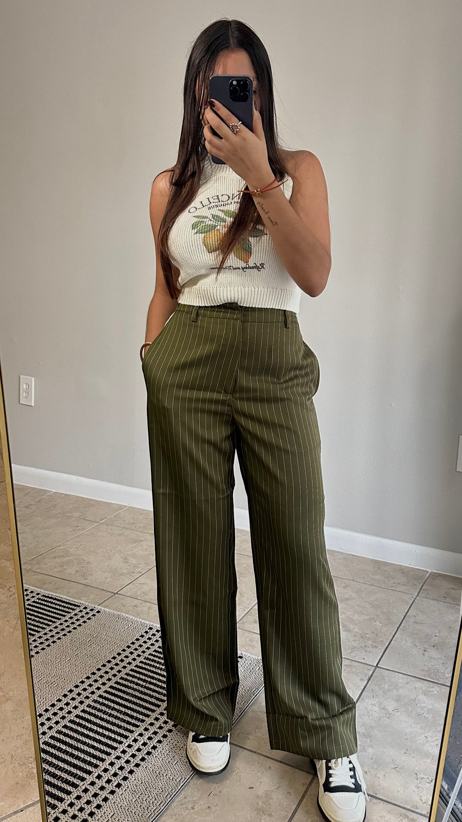 OLIVE SATIN PANT