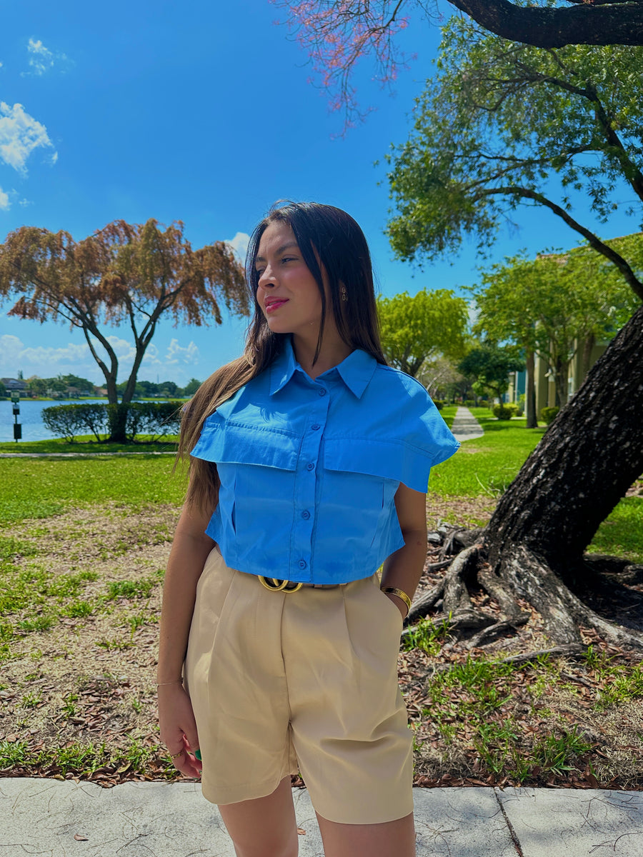BLUE CROP TOP