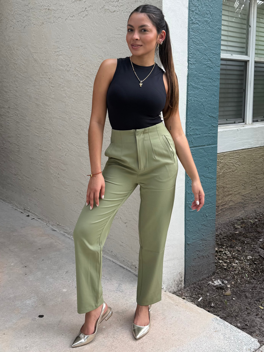 GREEN BASIC PANT